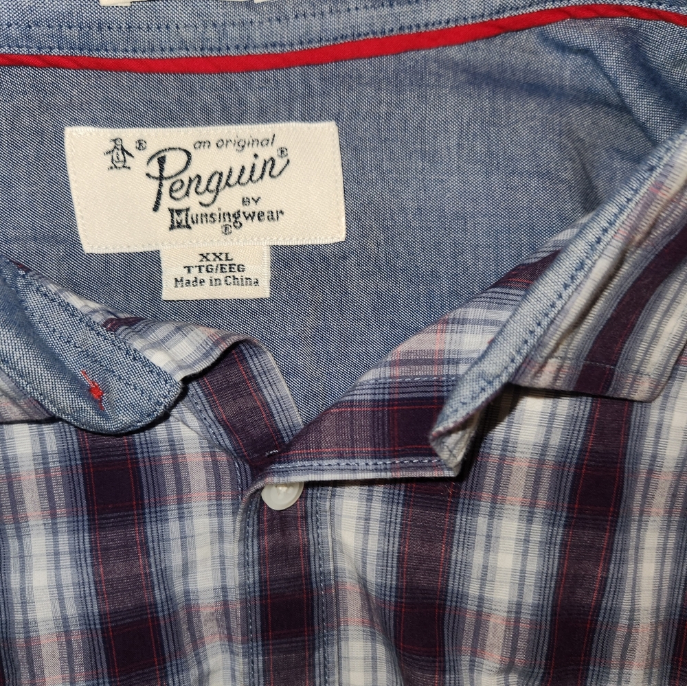 Original Penguin Blue and Red Casual Button Down Shirt